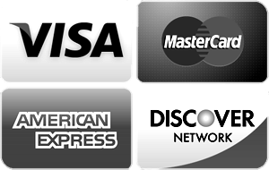 Visa, Mastercard, Discover, and American Express accepted